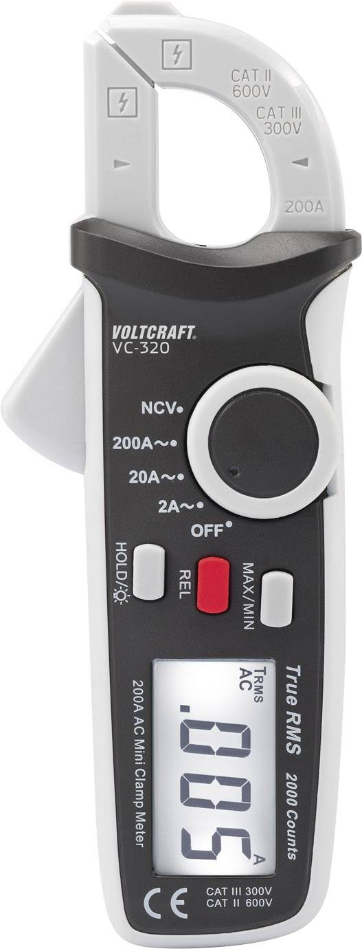 VOLTCRAFT VC-320 Stromzange Kalibriert nach ISO digital CAT II 600 V, CAT III 300 V Anzeige