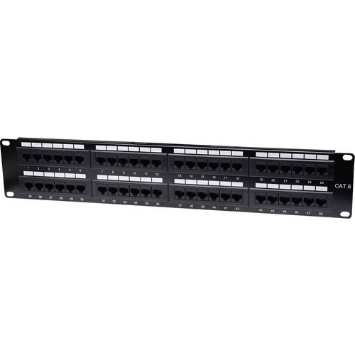 Intellinet 560283 48 Port Netzwerk-Patchpanel 483 mm (19) CAT 3, CAT 4, CAT 5, CAT 5e, CAT 6 2 HE Schwarz Unbestückt