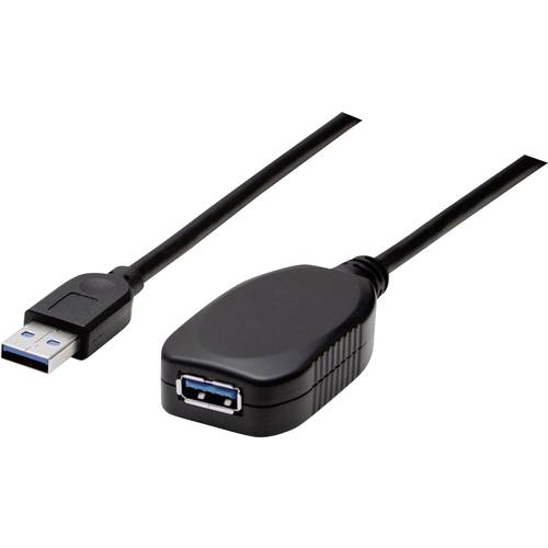 Manhattan USB-Kabel USB 3.2 Gen1 (USB 3.0 / USB 3.1 Gen1) USB-A Stecker, USB-A Buchse 5.00 m Schwarz 150712
