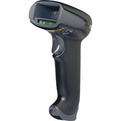 Ein Handscanner-Gerät in Schwarzgrau, das typischerweise zur Erfassung von Barcodes in Geschäften oder Lagern verwendet wird.