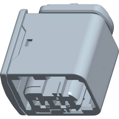 Stecker in quadratischer Form, grau, mit mehreren elektrischen Anschlussstiften, geeignet für elektronische Geräte und Fahrzeugverbindungen.