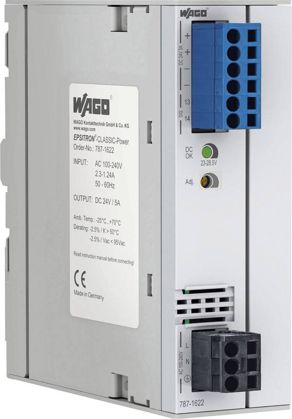 WAGO 787-1622 Hutschienen-Netzteil (DIN-Rail) 24 V/DC 5 A 142 W Anzahl Ausgänge:1 x Inhalt 1 St.