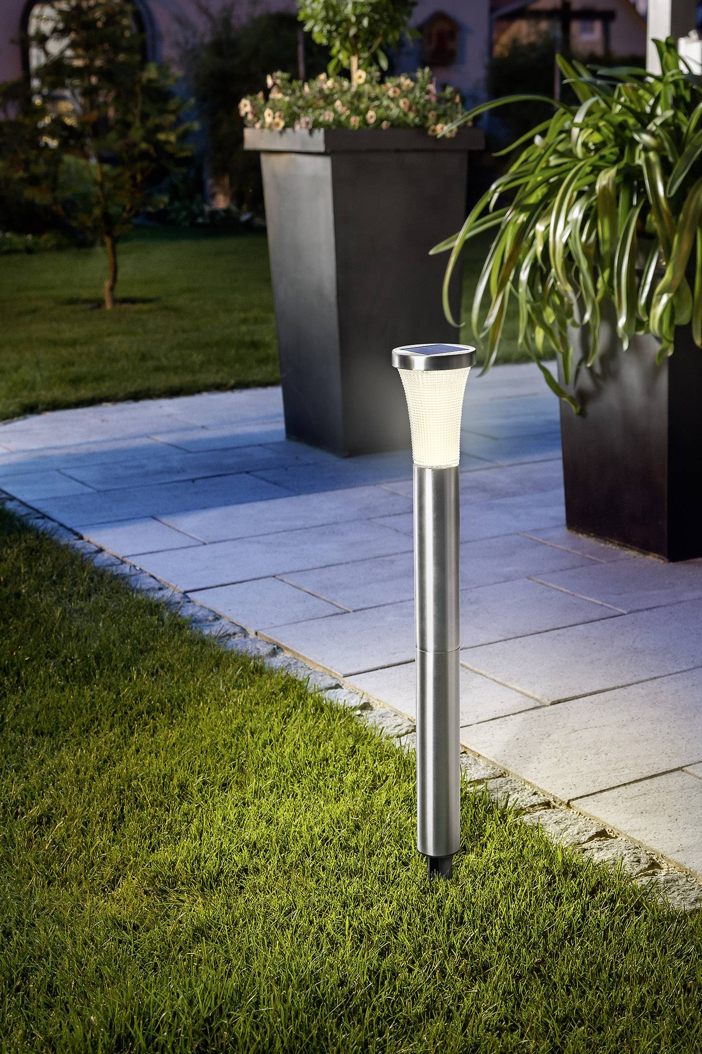 Esotec Solar-Gartenleuchte Puc Light 102608 LED Warmweiß Edelstahl 