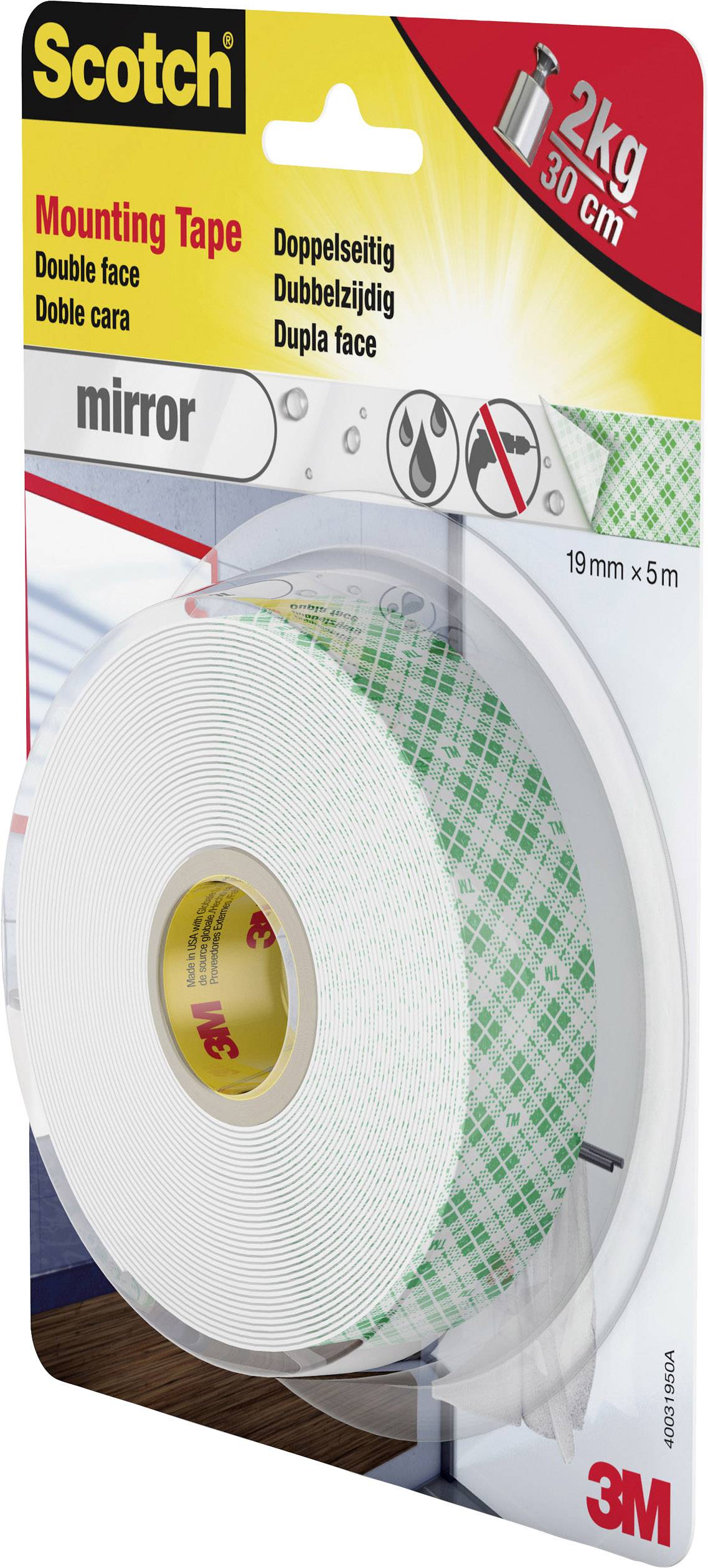 3M Scotch doppelseitiges Spiegel-Montageklebeband, 19mm x 5m-1
