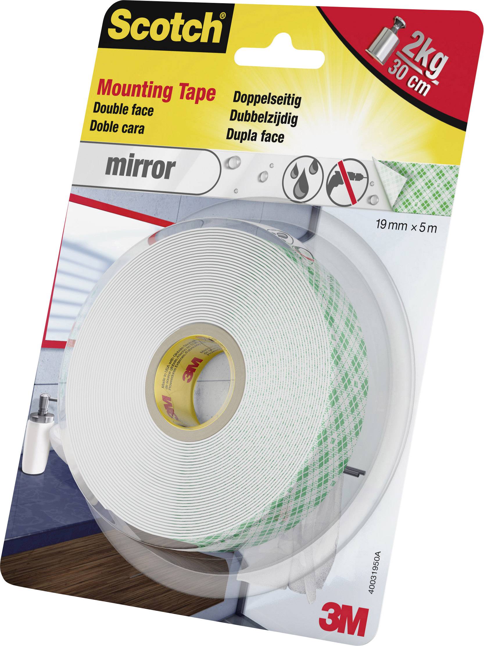 3M Scotch doppelseitiges Spiegel-Montageklebeband, 19mm x 5m-2