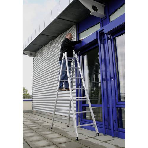 MUNK Günzburger Steigtechnik 11153 Aluminium Stufen-Doppelleiter Arbeitshöhe (max.): 2.6 m Silber 7.1 kg