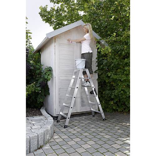 MUNK Günzburger Steigtechnik 40214 Aluminium Stufen-Doppelleiter Arbeitshöhe (max.): 3.25 m Silber 10.3 kg