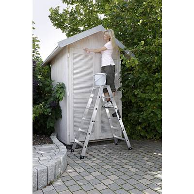 MUNK Günzburger Steigtechnik 40208 Aluminium Stufen-Doppelleiter Arbeitshöhe (max.): 2.5 m Silber 6.3 kg
