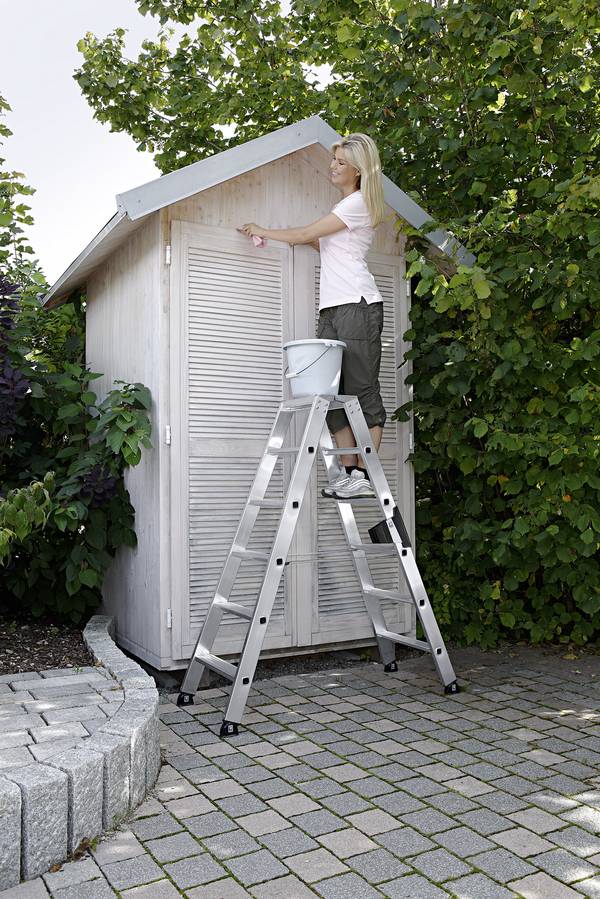 MUNK Günzburger Steigtechnik 40220 Aluminium Stufen-Doppelleiter Arbeitshöhe (max.): 4 m Silber 14.6 kg