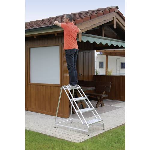 Aluminium-Arbeitspodest Stufen aus geriffeltem Aluminium einseitig begehbar 3 Stufen. MUNK 98535749