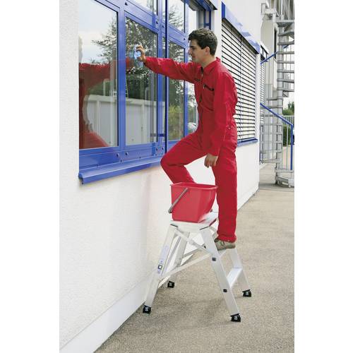 MUNK Günzburger Steigtechnik 50007 Aluminium Treppe fahrbar, klappbar Arbeitshöhe (max.): 3 m Silber 8.9 kg
