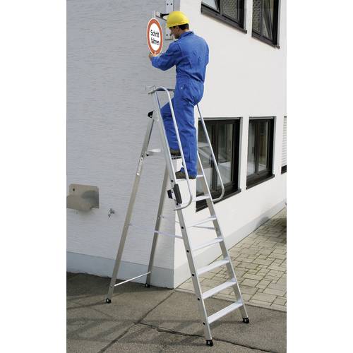 MUNK Günzburger Steigtechnik 50090 Aluminium Stufen-Stehleiter Arbeitshöhe (max.): 4.35 m Silber 18.4 kg