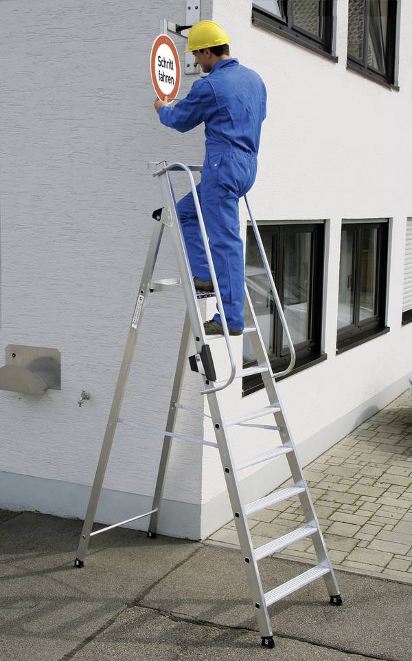 MUNK Günzburger Steigtechnik 50087 Aluminium Stufen-Stehleiter Arbeitshöhe (max.): 3.65 m Silber 13.9 kg