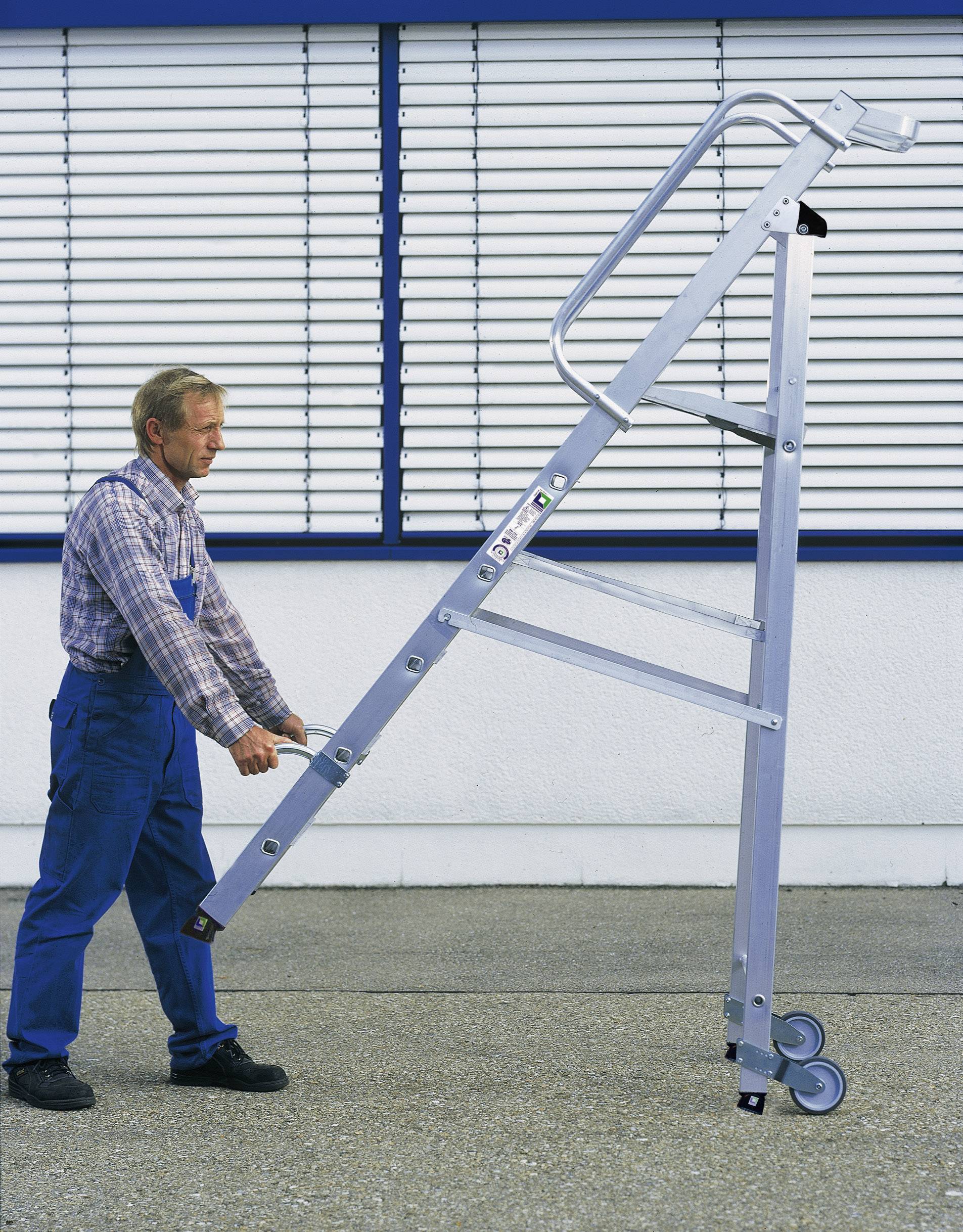 MUNK Aluminium-Stehleiter mit Rollen und Griff 6 Stufen