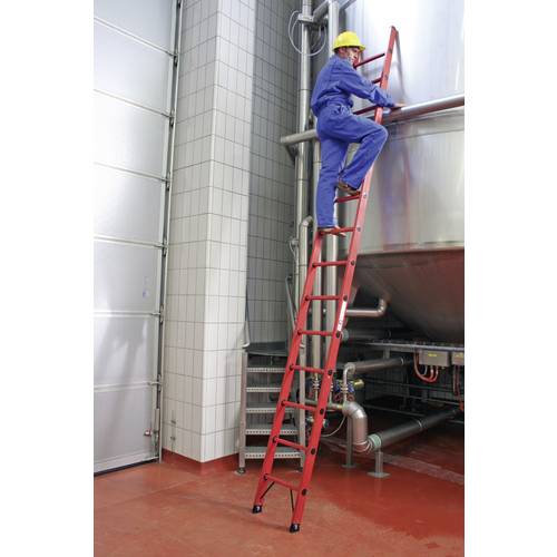 MUNK Günzburger Steigtechnik 36012 Vollkunststoff Anlegeleiter Arbeitshöhe (max.): 4.7 m Rot 10.9 kg