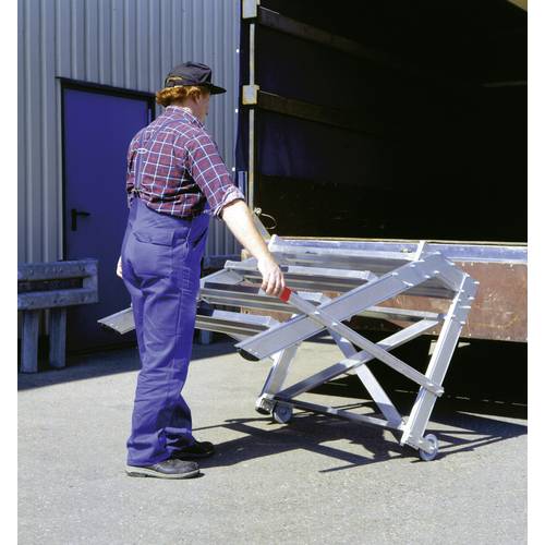 MUNK Günzburger Steigtechnik 50015 Aluminium Treppe fahrbar Arbeitshöhe (max.): 2.4 m Silber 18 kg