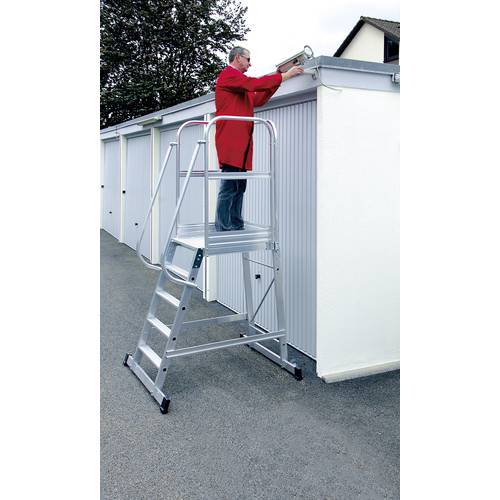 MUNK Günzburger Steigtechnik 303106 Aluminium Podesttreppe fahrbar Arbeitshöhe (max.): 3.45 m Silber 38 kg