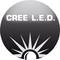 'Logo von Cree L.E.D. mit einem stilisierten Sonnenstrahl-Design unter dem Markennamen.'