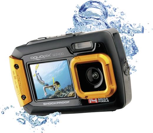 Digitalkamera Easypix W1400 14 Mio. Pixel Schwarz/Orange Staubgeschützt, Unterwasserkamera 