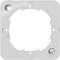 Ein rechteckiger weißer elektrischer Adapterrahmen mit mehreren Löchern zur Befestigung, geeignet für den Einsatz in elektrischen Installationen.