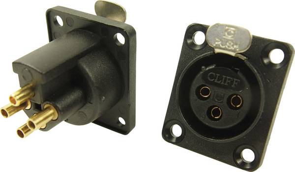 Cliff CP30080 XLR-Steckverbinder Flanschbuchse, Kontakte gerade Polzahl: 3 Schwarz 1 St.