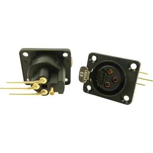 Cliff CP30082 XLR-Steckverbinder Flanschbuchse, Kontakte gewinkelt Polzahl: 3 Schwarz 1 St.