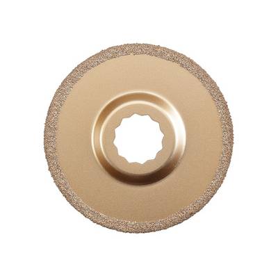 Goldfarbene Sägeblatt mit gezahnter Kante, geeignet für präzises Schneiden von Materialien wie Holz oder Metall.