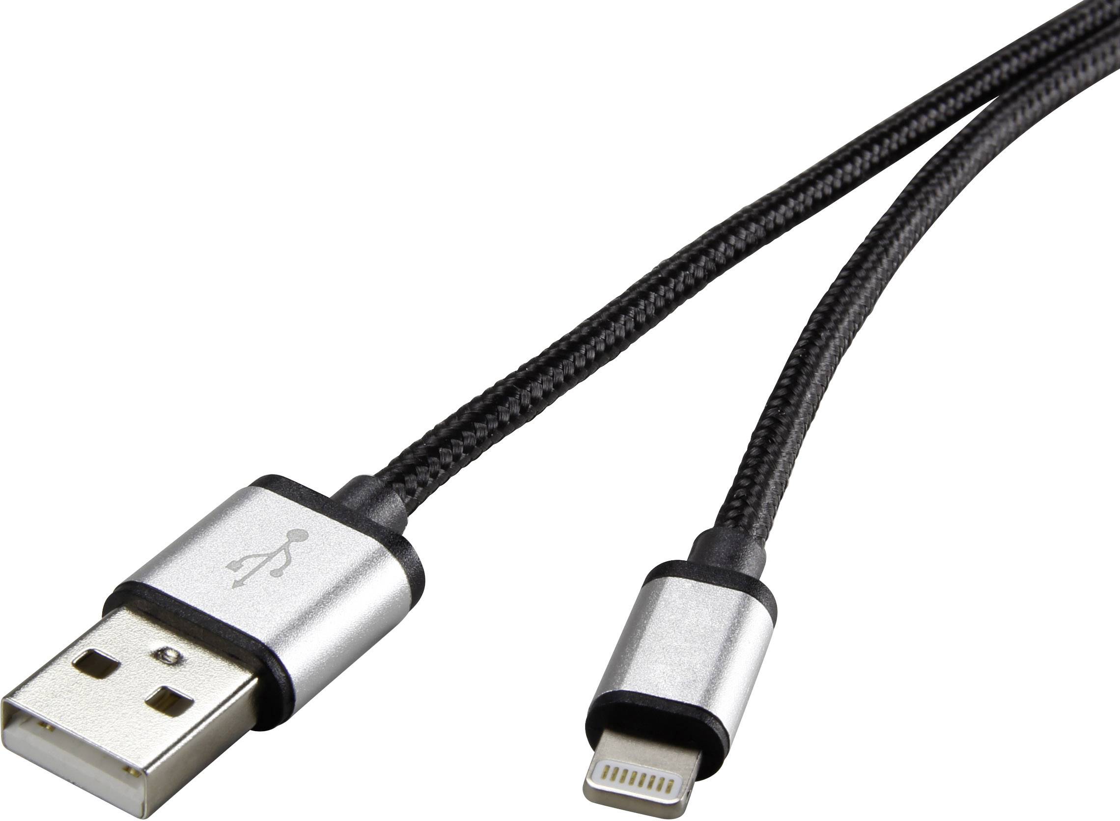 CONRAD Renkforce USB 2.0 Anschlusskabel [1x USB 2.0 Stecker A - 1x Apple Dock-Stecker Lightning] 0.5