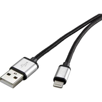 Renkforce USB-Kabel USB 2.0 USB-A Stecker, Apple Lightning Stecker 0.50 m Dunkelgrau gesleeved RF-3969327