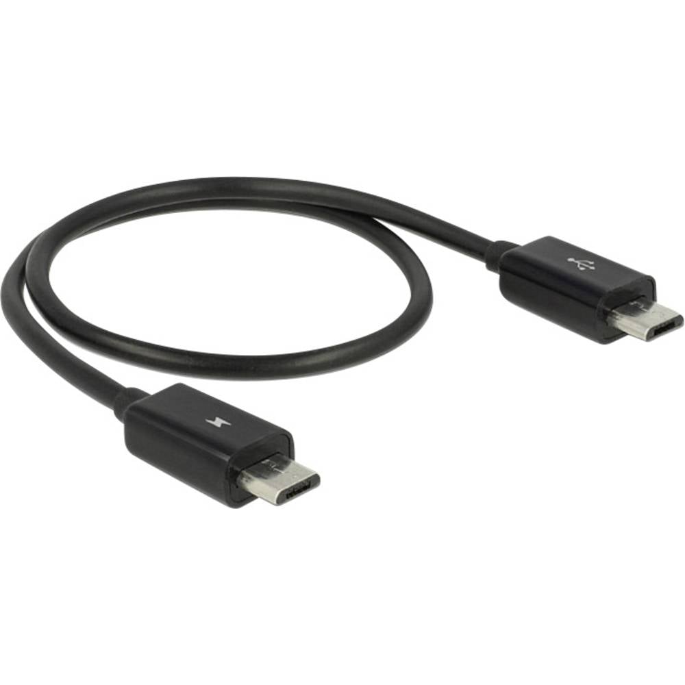 Delock USB 2.0 Aansluitkabel [1x USB 2.0 stekker B 1x USB 2.0 stekker B] 0.30 m Zwart Met OTG-functi