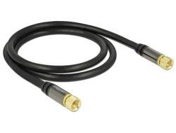 Delock Antennen, SAT Anschlusskabel [1x F-Stecker - 1x F-Stecker] 1.00 m 85 dB vergoldete Steckkontakte Schwarz-1