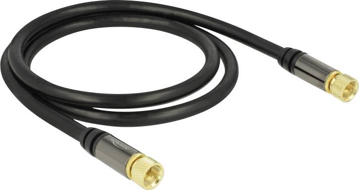 Delock Antennen, SAT Anschlusskabel [1x F-Stecker - 1x F-Stecker] 1.00 m 85 dB vergoldete Steckkontakte Schwarz-3