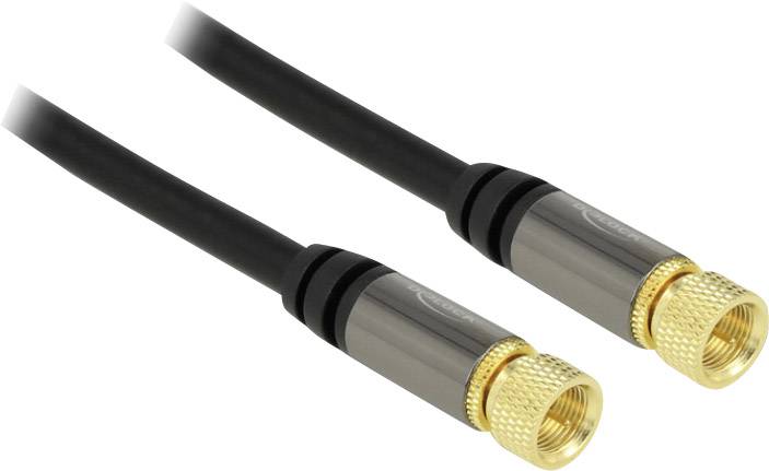 Delock Antennen, SAT Anschlusskabel [1x F-Stecker - 1x F-Stecker] 1.00 m 85 dB vergoldete Steckkontakte Schwarz-0