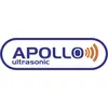 'Apollo ultrasonic'-Logo mit blauen Buchstaben und orangefarbenem Schallwellen-Symbol rechts.