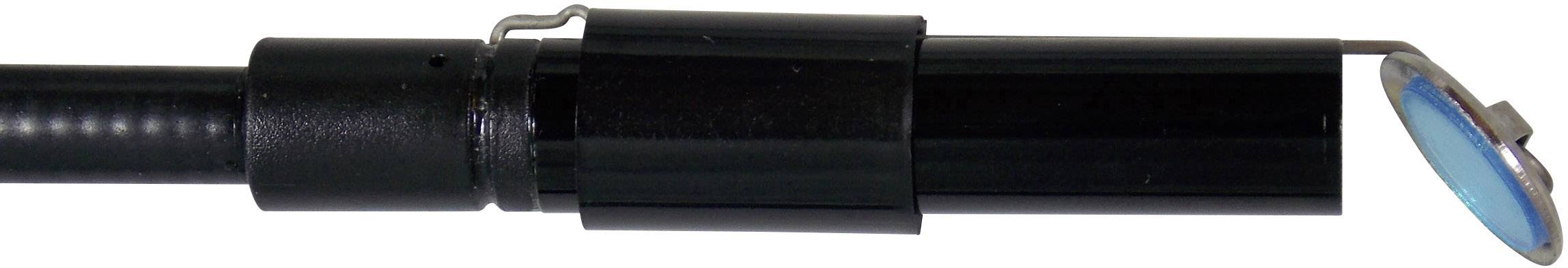 Ein schwarzes Gerät mit langem Körper, das mit einer Metallspitze endet. Der Zweck des Geräts ist unklar.