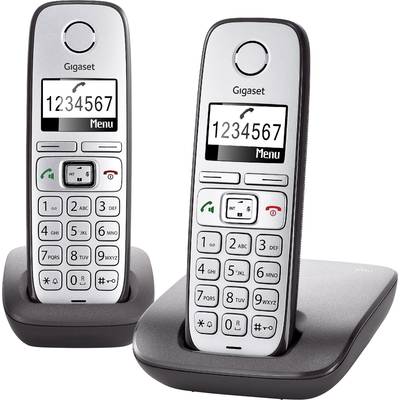 Gigaset E310 Duo Schnurloses Seniorentelefon Freisprechen Beleuchtetes Display Silber, Anthrazit 