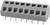'Grauer Steckverbinder mit mehreren Metallpins, horizontal ausgerichtet.'