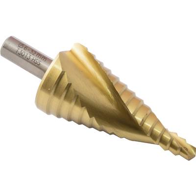 'Stufenbohrer in Goldfarbe, geeignet für Durchmesser von 6-32 mm, aus HSS-Stahl.'