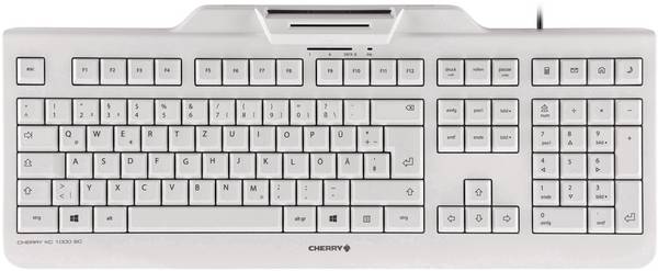 CHERRY KC 1000 SC USB Tastatur Deutsch, QWERTZ Weiß, Grau Chipkarten-Leser