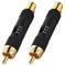 Zwei schwarze Audiostecker mit goldenen Spitzen und einstellbaren elektrischen Widerständen, gekennzeichnet mit '10dB', '15dB' und '20dB'.