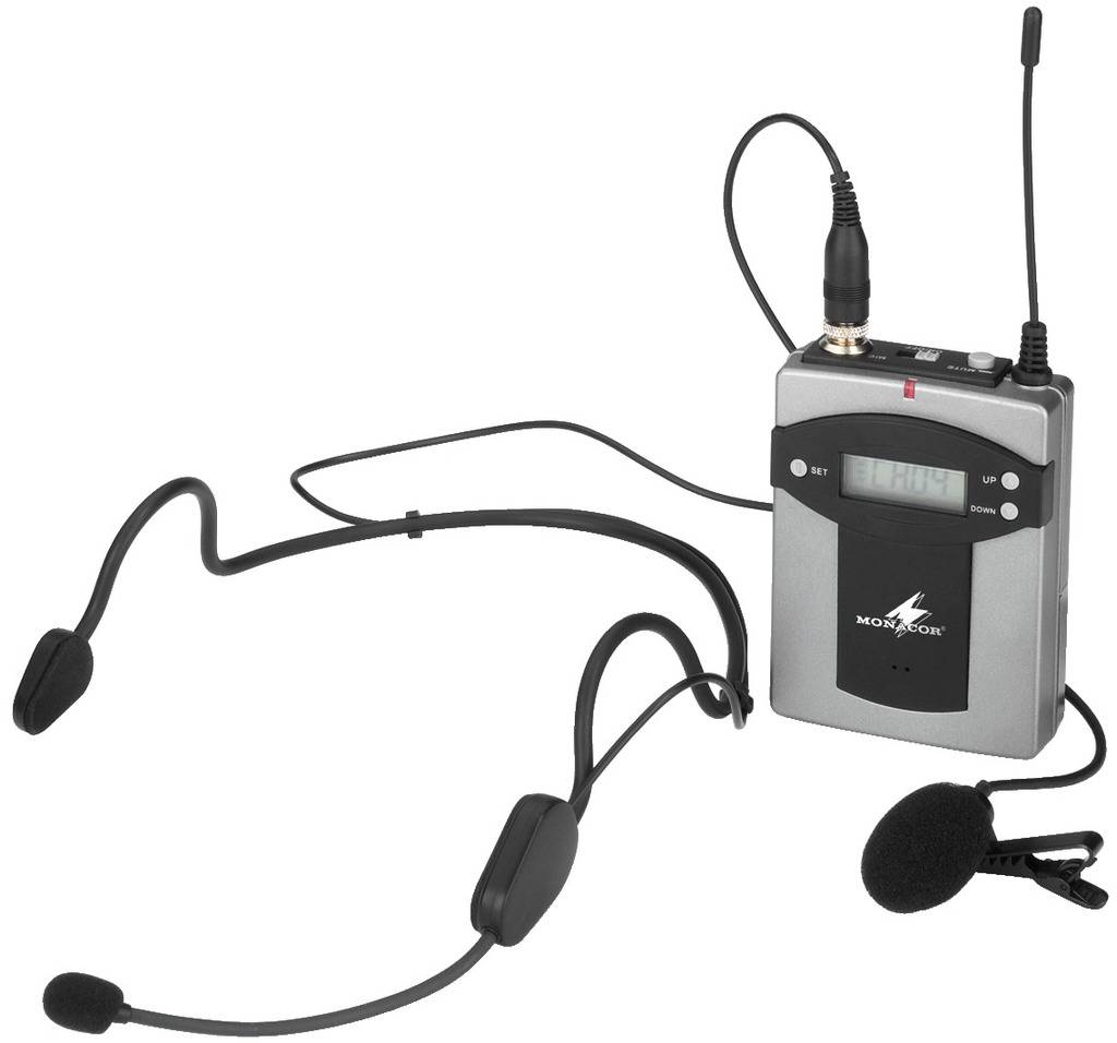 MONACOR Headset Sprach-Mikrofon Monacor TXA-800HSE Übertragungsart:Funk, Kabellos Metallgehäuse, Sch