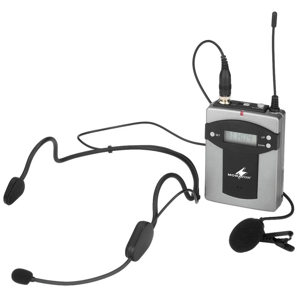 Monacor TXA-800HSE Headset Spraakmicrofoon Radiografisch, Draadloos Metalen behuizing, Schakelaar