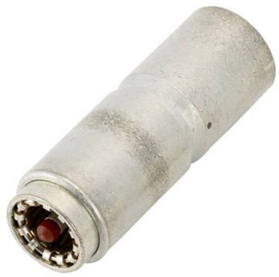 Zylinderförmiger 8-poliger Metallschieber mit Steckdose am Ende.