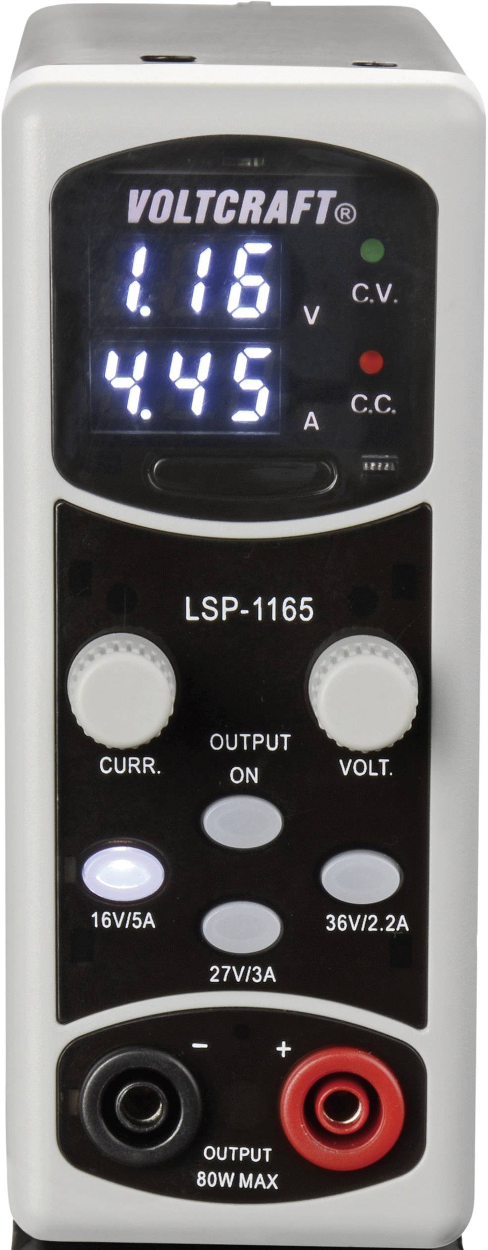VOLTCRAFT LSP-1165 Labornetzgerät, einstellbar 0.1 - 36 V/DC 0.01 - 5 A 80 W schmale Bauform Anzahl Ausgänge 1 x-1