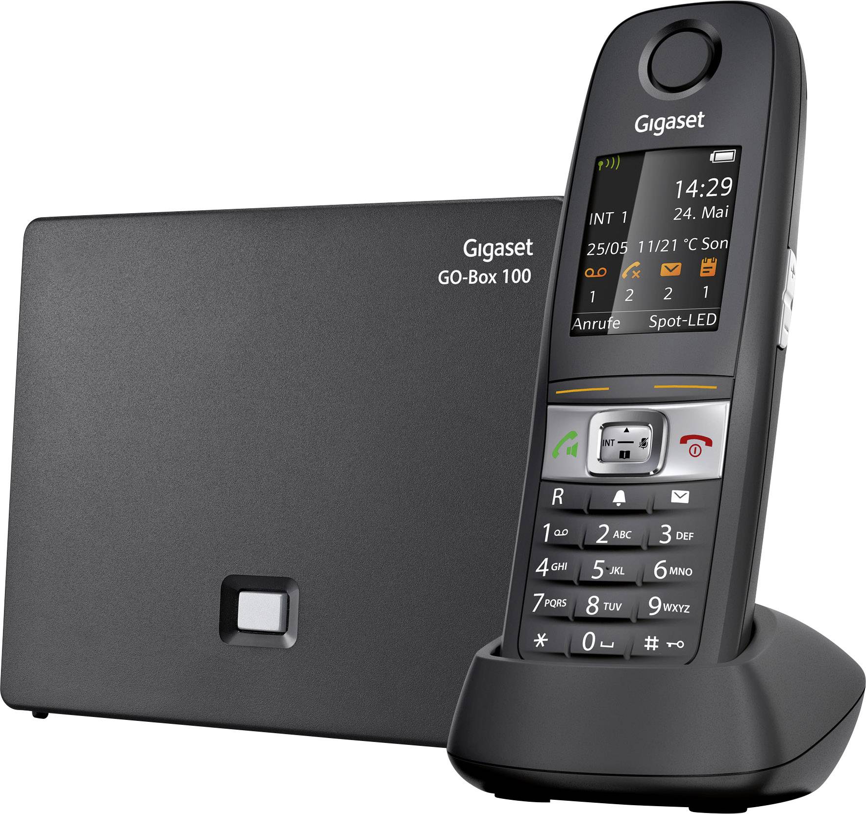 GIGASET E630A GO schwarz schnurlos analog und IP-fähig für bis zu 6 Telefonnrn. 3 integr. AB mit Min