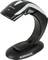 Ein schwarzer und weißer Barcode-Scanner von Datalogic in gebogener Form auf einer runden Basis. Ideal für den freihändigen Betrieb.