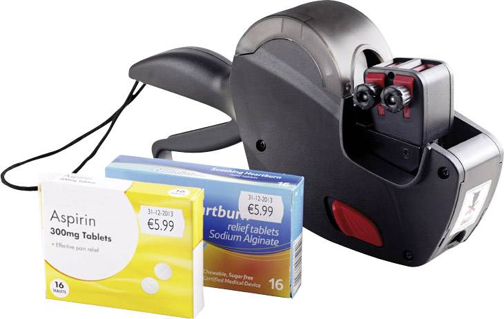 Preisauszeichner mit etikettierten Produkten