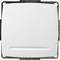 Quadratischer Lichtschalter in Weiß mit einfacher, glatter Oberfläche ohne sichtbare Beschriftung oder Dekoration.