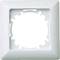 Weißer quadratischer Lichtschalterrahmen mit rundem Innenausschnitt, geeignet für elektrische Schalter oder Steckdosen.