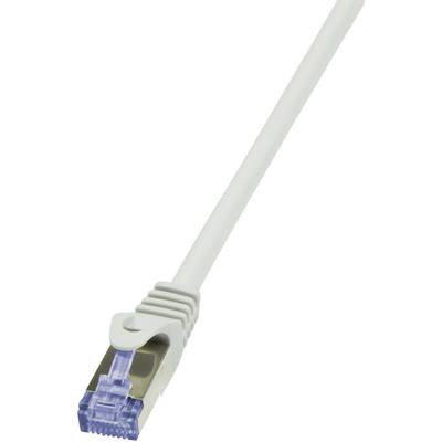 LogiLink CQ4022S RJ45 Netzwerkkabel, Patchkabel  S/FTP 0.50 m Grau vergoldete Steckkontakte, Flammwidrig, mit Rastnasens